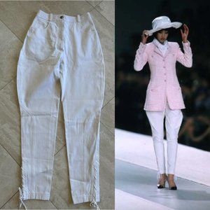 Chanel Spring / Summer 1997 white cotton denim pants